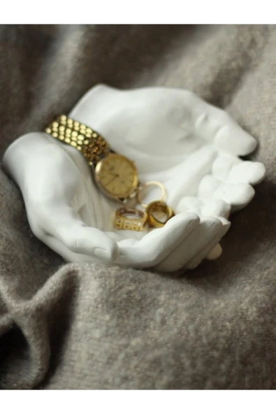 Handmade Doğal Beton El, Avuç Dekoratif Kase, Saksı, Takı,kartvizit Vs. Çok Amaçlı Organizer - 3