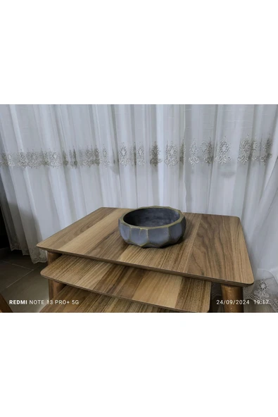 Sao Paulo Dizayn Çift Taban Taş Vazo Aranjman Bonsai ve Orkide Saksısı - Resim 6