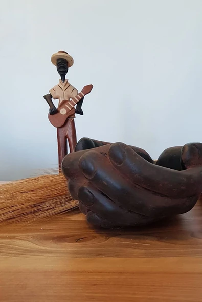 Avuç Içi Saksı El Saksı Dekoratif Saksı Beton Saksı Bronz Kahve Gc202134