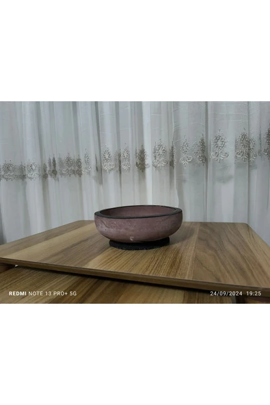 Beyrut Dizayn Çift Taban Taş Vazo Aranjman Bonsai ve Orkide Saksısı - Resim 3