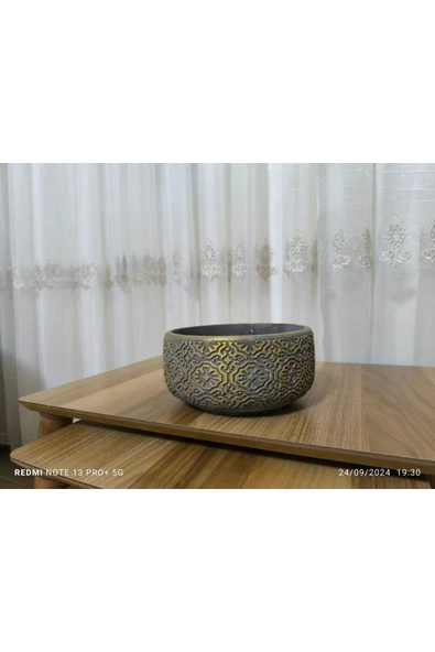 Tebriz Dizayn Taş Vazo Aranjman Bonsai ve Orkide Saksısı - Resim 3