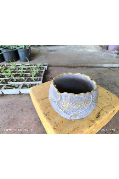 Yaprak desenli Beton orkide aranjman ve bonsai saksısı - 2