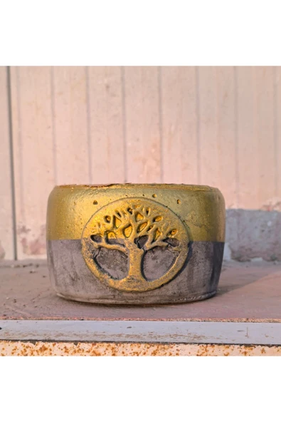 Hayat ağacı taş çiçek ve orkide saksısı ürün görseli