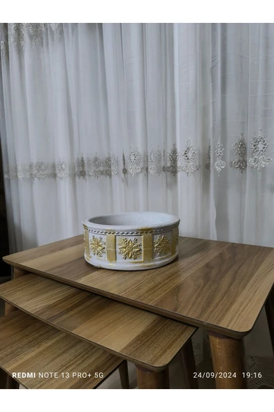 Porto Dizayn  Tabaklı Taş Vazo Aranjman Bonsai ve Orkide Saksısı ürün görseli 1