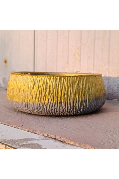 Çizgili Beton Çiçek ve Orkide Saksısı - Resim 3