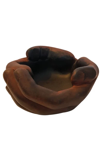 Avuç Içi Saksı El Saksı Dekoratif Saksı Beton Saksı Bronz Kahve Gc202134 - 4