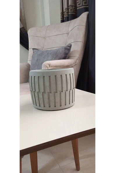 Gri Beton Saksı - Resim 4