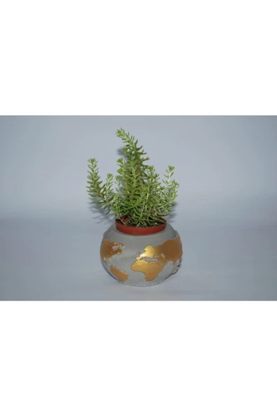 Tasarım Dünya Temalı Beton Sukulent & Kaktüs Saksısı ürün görseli 1