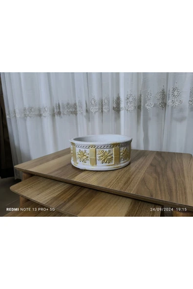 Porto Dizayn  Tabaklı Taş Vazo Aranjman Bonsai ve Orkide Saksısı - Resim 3