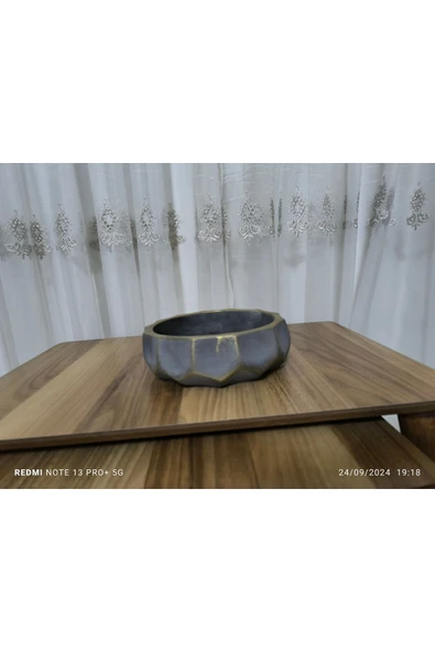 Sao Paulo Dizayn Çift Taban Taş Vazo Aranjman Bonsai ve Orkide Saksısı - Resim 2