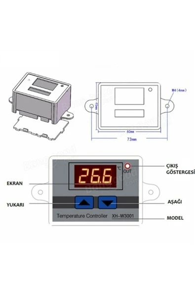 XH-W3001 220V Dijital Termostat Akvaryum Kuluçka Makinesi - 4