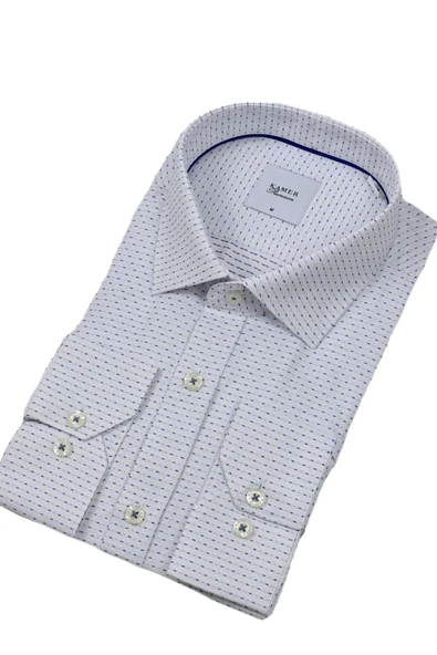 Erkek Klasik Puantiyeli  Uzun Kol Gömlek 3706 BGL-ST04395 - Resim 9