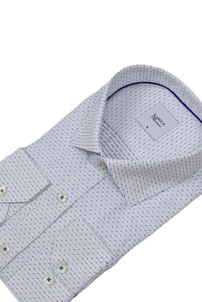 Erkek Klasik Puantiyeli  Uzun Kol Gömlek 3706 BGL-ST04395 - Resim 12