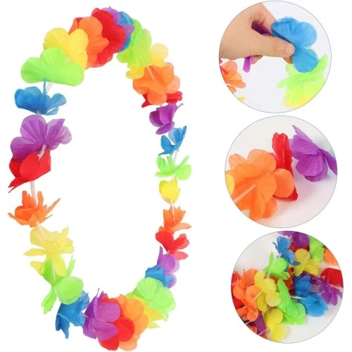 Hawaii Çiçekli Boyun Kolyesi - Renkli Tropikal Parti Leisi - 5