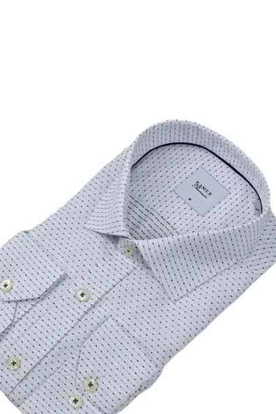 Erkek Klasik Puantiyeli  Uzun Kol Gömlek 3706 BGL-ST04395 - Resim 11