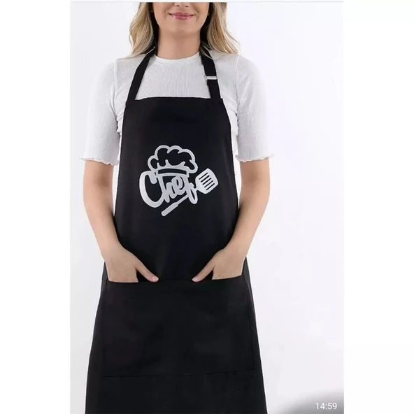 Mutfak Önlüğü Düz Siyah
