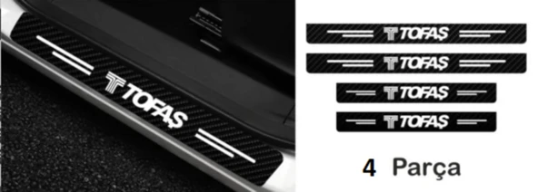 Tofaş İçin ÖZEL uyumlu Oto Kapı eşikleri Sticker Karbon 4 Adet
