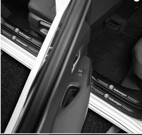 Volkswagen Lupo İçin ÖZEL uyumlu Oto Kapı eşikleri Sticker Karbon 4 Adet - 2