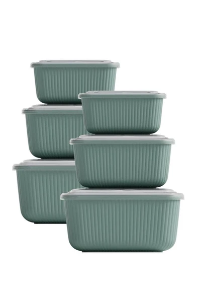 6 lı Erzak Gıda Saklama Kabı, Buzdolabı Düzenleyici Organizer 6 lı Set 2x(600ml,1100ml,1800ml) Yeşil - 2