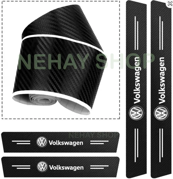 Volkswagen Phaeton İçin ÖZEL uyumlu  Oto Kapı eşikleri Sticker Karbon 4 Adet ürün görseli