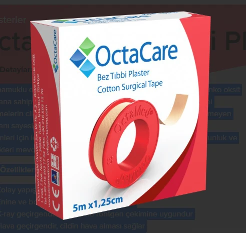 OctaCare Bez Tıbbi Plaster 5 m x 1,25 cm	1 Adet