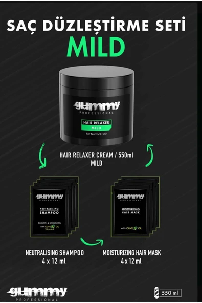 Gummy Saç Düzleştirici Mild Relaxer Unisex 550ml Saç Düzleştirici Set..saklı Güzellik..-010 - 2