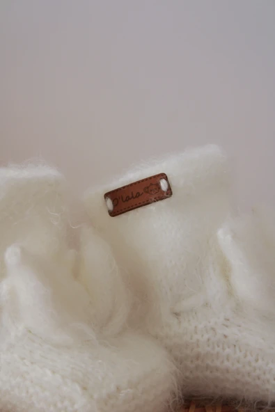 Beyaz Tavşan Kulaklı Örgü Patik Bebek 0-12 Ay - 4