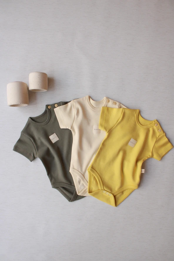 3lü Basic Kısa Kollu Çıt Çıtlı Body Zıbın Model 8