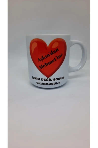 Kalp Detaylı Kupa Bardak
