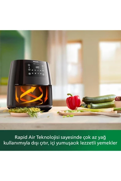 Philips 3000 Serisi L Airfryer, 0.8kg, 4.1L Kapasiteli Hazne, Siyah, HD9243/90 - Resim 3