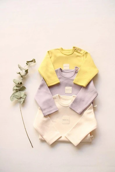 3lü Basic Çıt Çıtlı Uzun Kollu Body Zıbın Set Model 5 - 2