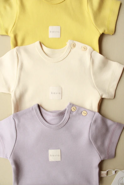 3lü Nakışlı Kısa Kollu Çıt Çıtlı Body Zıbın Model 5 - 4