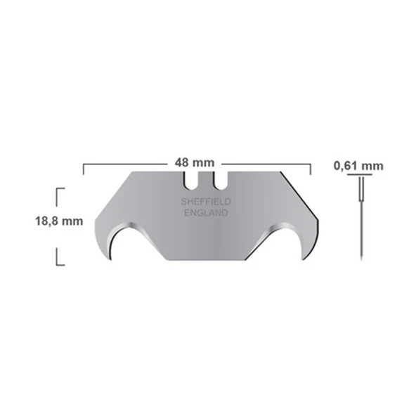 İthal Kancalı Rötuş Bıçak Yedeği Kesme Boynuz Bıçak Maket Bıçağı 10'lu Paket 18.8x51.5x0,61mm - 2