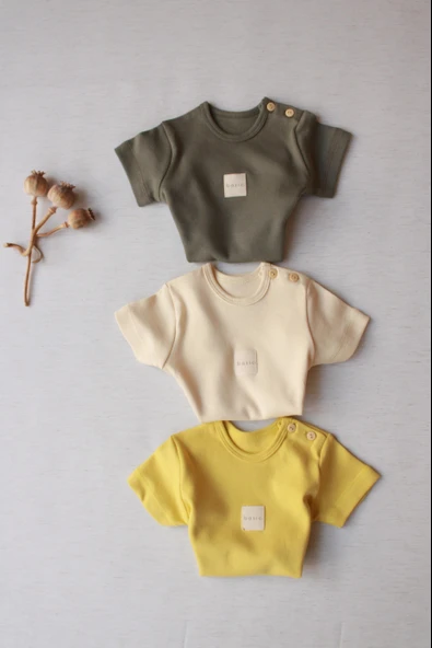 3lü Basic Kısa Kollu Çıt Çıtlı Body Zıbın Model 8 - 8