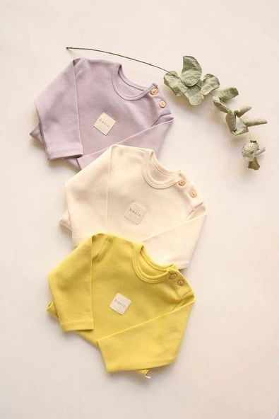 3lü Basic Çıt Çıtlı Uzun Kollu Body Zıbın Set Model 5 - 8