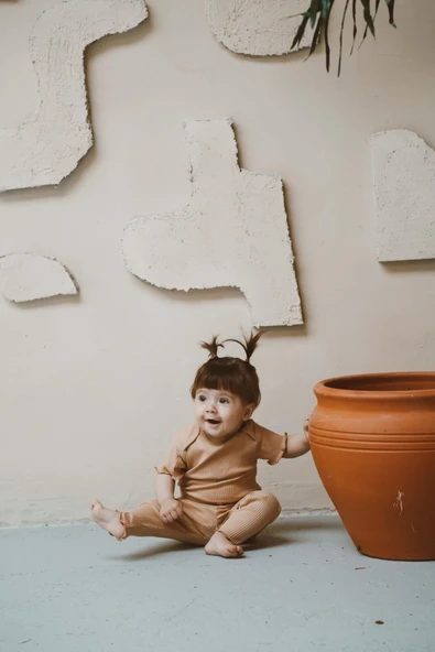 Kalp Nakışlı Fitilli Body Tayt Set - 3
