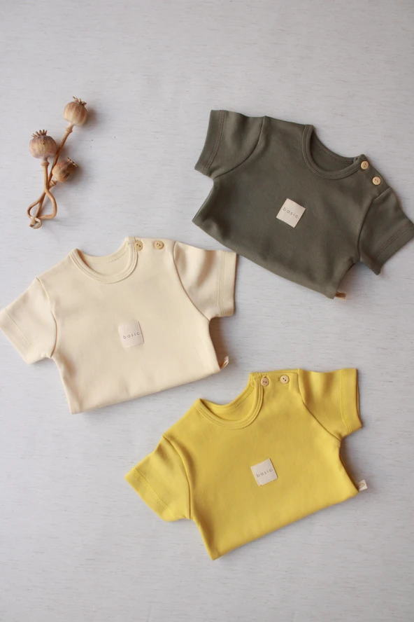 3lü Basic Kısa Kollu Çıt Çıtlı Body Zıbın Model 8 - 11