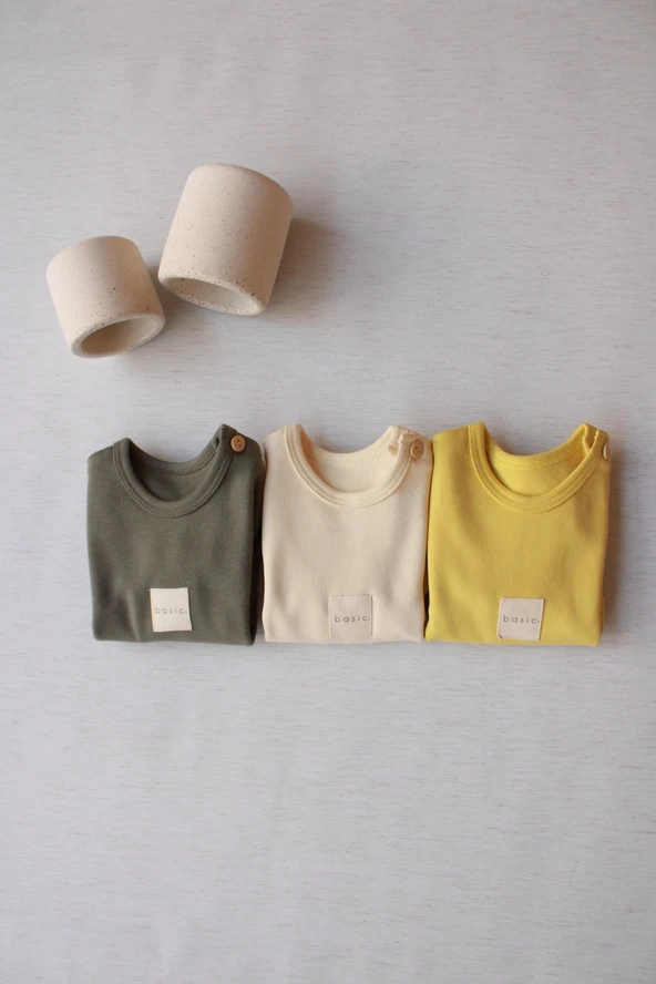 3lü Basic Kısa Kollu Çıt Çıtlı Body Zıbın Model 8 - 6