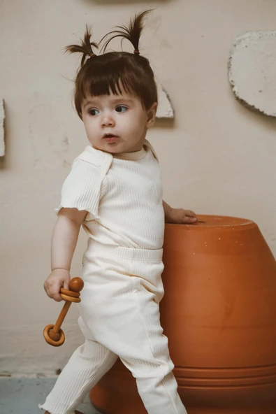 Deniz Kabuğu Nakışlı Fitilli Body Tayt Set - 4