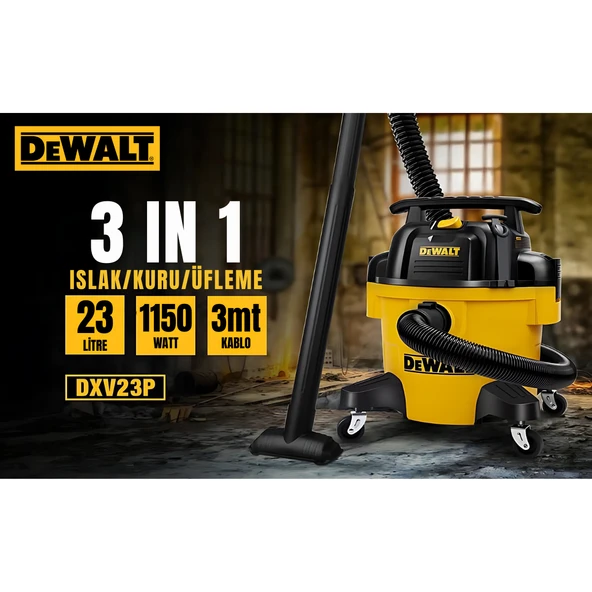 Dewalt DXV23P 1150W 23Lt Taşınabilir Islak ve Kuru Elektrikli Süpürge - 6