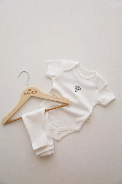 Kaktüs Nakışlı Body Tayt Set - 4