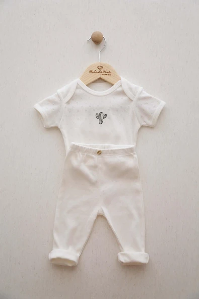 Kaktüs Nakışlı Body Tayt Set