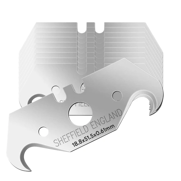 İthal Kancalı Rötuş Bıçak Yedeği Kesme Boynuz Bıçak Maket Bıçağı 10'lu Paket 18.8x51.5x0,61mm - 4