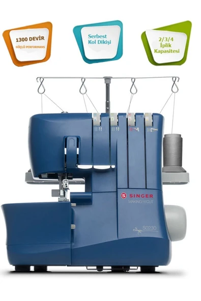 SİNGER SINGER S0235 Overlok Makinesi Making The Cut2-3-4 Iplik Kullanabilme, 1300 Devir - 1