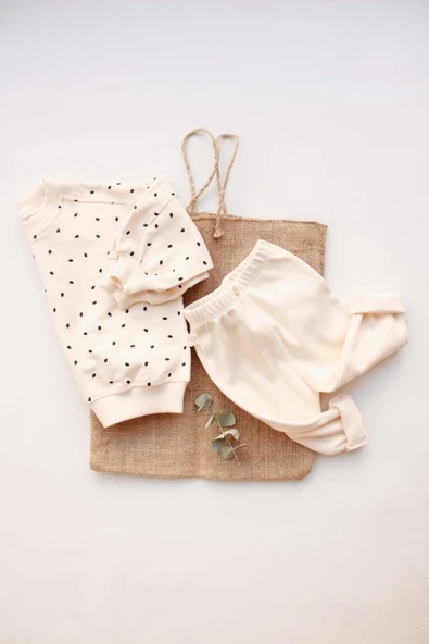 Siyah Puantiyeli Bebek Alt Üst Takım - Resim 2