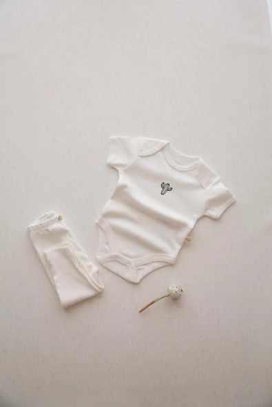 Kaktüs Nakışlı Body Tayt Set - 8