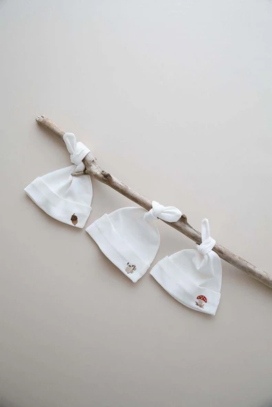 3lü Yenidoğan Nakışlı Şapka Model 1 - 3