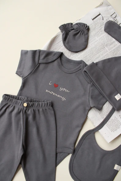 Mom Nakışlı 5li Yenidoğan Set - 6