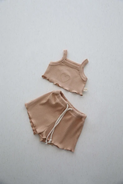 Kalpli Askılı Crop ve Şortlu Takım - Resim 8