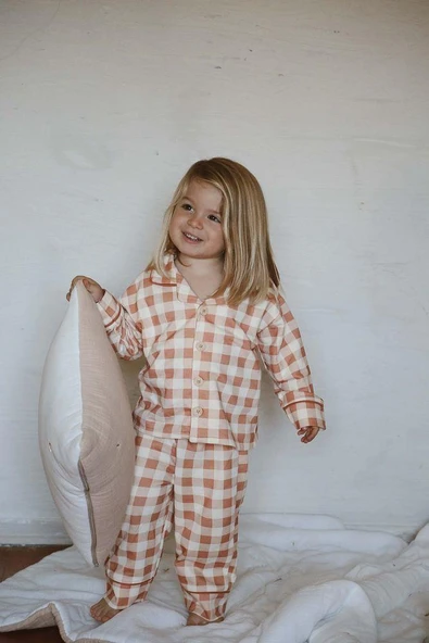 Ekoseli Bebek Çocuk Pijama Takımı - 7